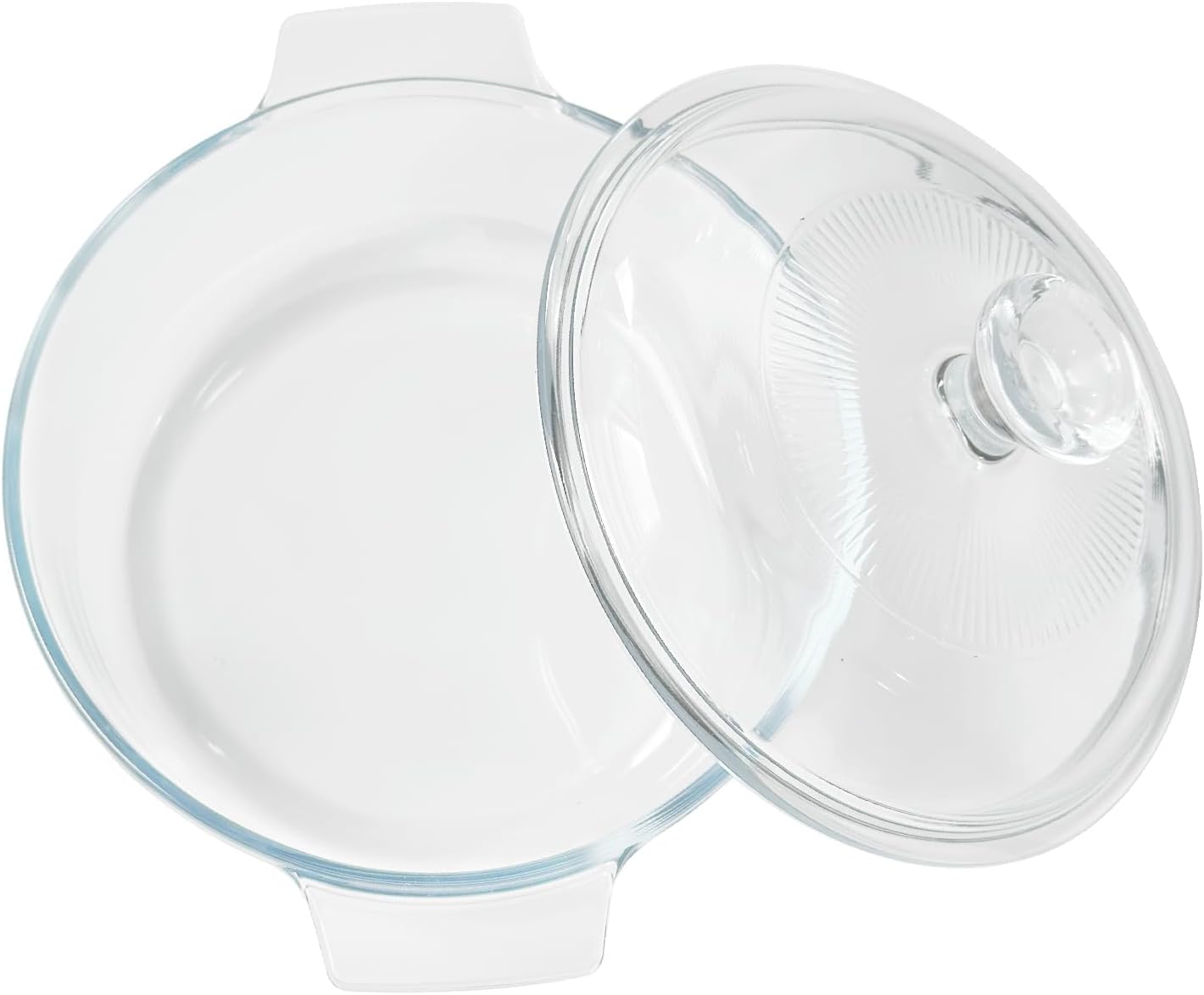 Skiennix Small Tempered Glass Casserole Dish - Round Baking Dish with Lid | 0.8L, Clear