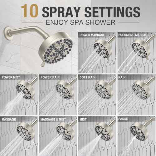 Lava Odoro 10-Mode Brushed Nickel Rain Shower Head Without Shower Arm - SH803-BN