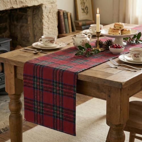 Christmas Table Runner 13x72 Inch Farmhouse Plaid Holiday Decor Red & Multi Color