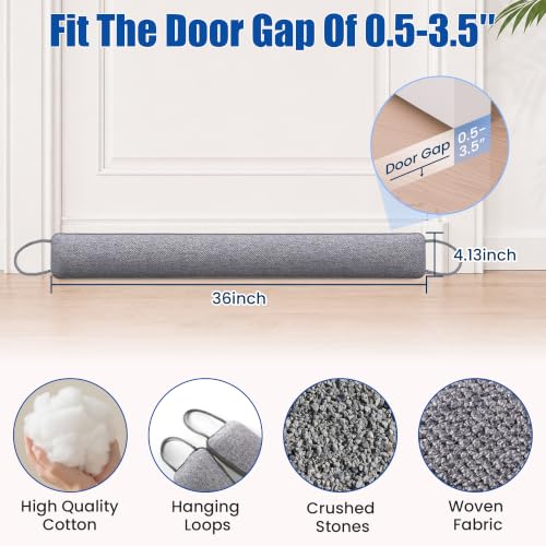 Weighted Door Draft Stopper 36 Inch with Adhesive Hook & Loop Seal, Noise & Dust Blocker