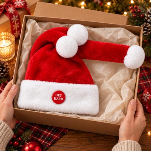 Animated Naughty Santa Hat - Funny Christmas Party Hat with Button Activation