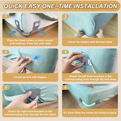 Bed Sheet Holders for Corners - Gray, Secure Fit & Easy to Use