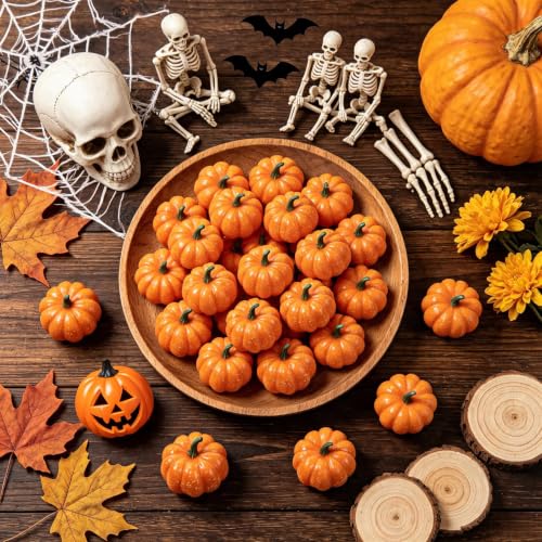 Mini Foam Pumpkins for Fall & Halloween Decor - 16 Pcs