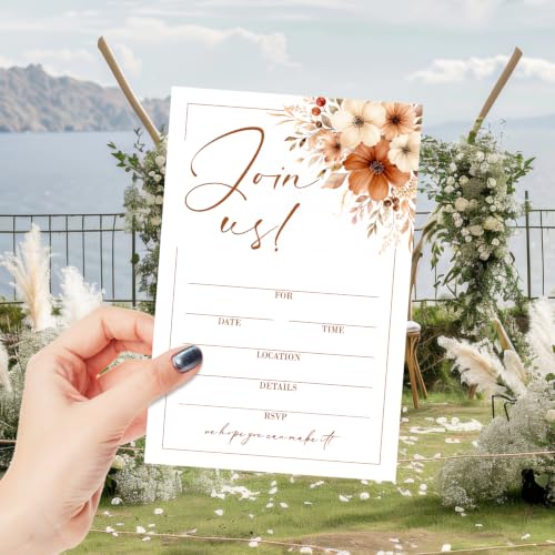 25 Pack Floral Invitation Cards with Envelopes for Weddings & Parties