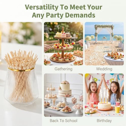 1500 Pack Wooden Cocktail Picks with Ball Top - 4.7 Inch Food Skewers for Drinks & Appetizers