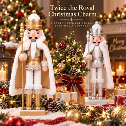 15 Inch Wooden Nutcracker King Christmas Decoration - Gold Variation