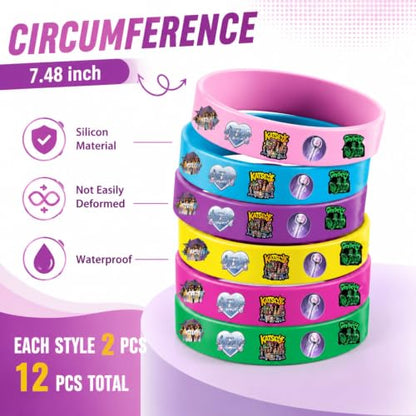 Pink Purple Birthday Party Decorations Set with Bracelets Keychains Stickers