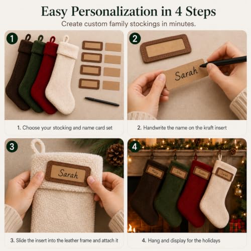 18 Inch Sherpa Christmas Stockings Set - Rustic Personalized Holiday Decor - Warmtone / Rustic
