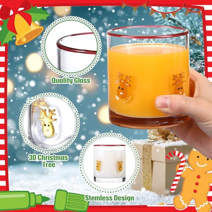 Vesici Christmas Elk Glass Cups 14oz Set - Holiday Icon Drinkware