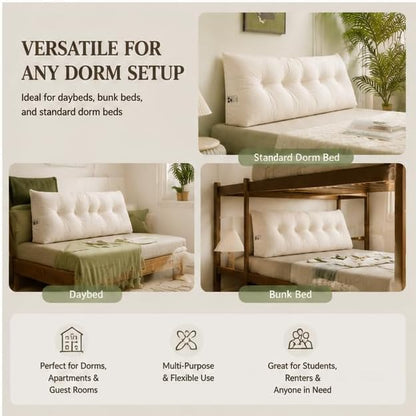 Twin XL Dorm Headboard Pillow Wedge Cushion - Back Support & Bolster