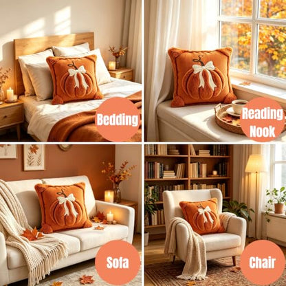 18x18 Inch Fall Pumpkin Pillow Covers Set of 2 - Autumn Thanksgiving Decor