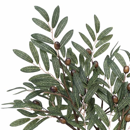 Realistic Faux Olive Branch Stems 6 Pack - 24 Inch Mediterranean Decor