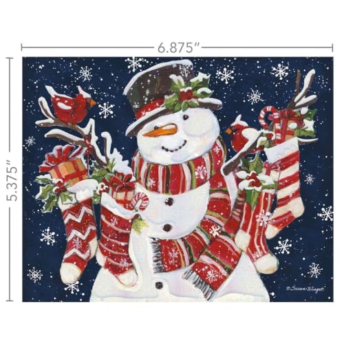 Small Snowman and Stockings Christmas Cards Set - Susan Winget Holiday Artwork