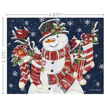 Small Snowman and Stockings Christmas Cards Set - Susan Winget Holiday Artwork