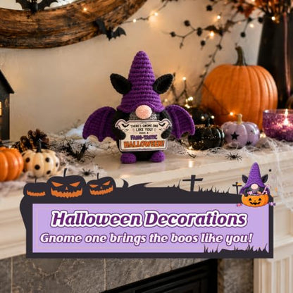 Halloween Boo Basket Stuffers for Women Teen Girls Crochet Bat Gnome - Spooky Gift Decor