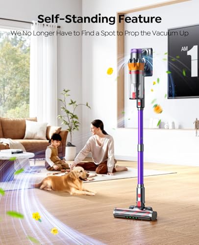 Ozeeco Purple Cordless Vacuum Cleaner 650W 55KPA Touch Screen, Self-Standing
