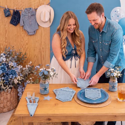 Western Cowboy Denim Style Baby Shower Napkins - 100 Pack