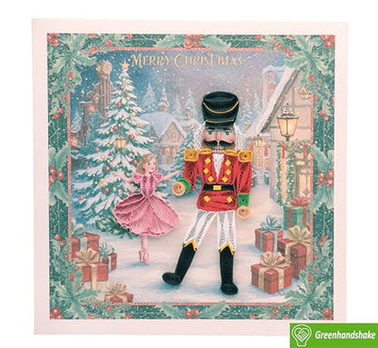 Merry Nutcracker Christmas Quilling Card - Handmade Holiday Greeting Card
