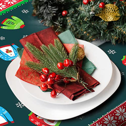 2 Pcs Christmas Ugly Sweater Tablecloths - Plastic Disposable Holiday Decor