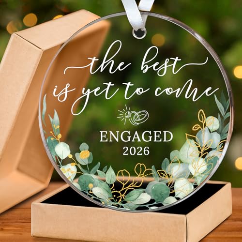 Engaged 2026 Acrylic Ornament - Engagement Gifts for Couples, Her, Bride to Be - Variation of Engaged 7 2026