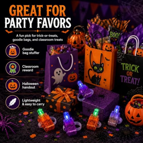 Halloween Finger Projection Lights - 8 pcs Finger Ring Projectors with Festive Patterns
