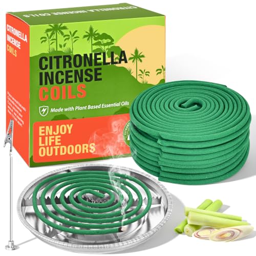 Citronella Incense Coil Outdoor 20 Count with Stands – Long-Lasting Mosquito Repellent