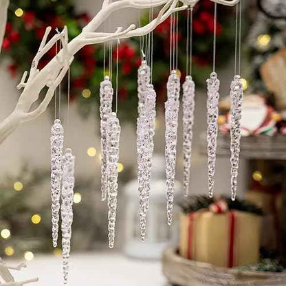 Naler 24 Pieces Christmas Icicle Drop Ornaments Clear Icicles for Christmas Tree Decorations, 5.1 Inch