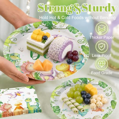 Dinosaur Baby Shower Tableware Set - 16 Serves, Watercolor Dinosaur Theme