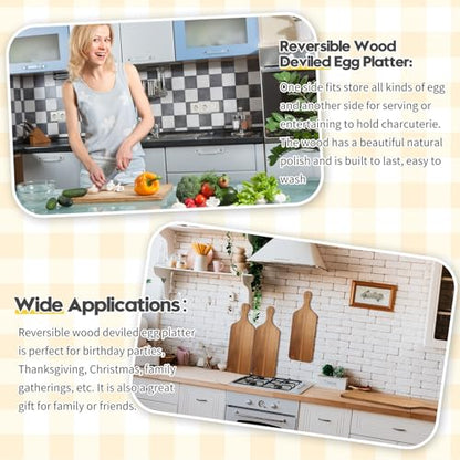 Acacia Wood Cutting Boards Set - 12 Pieces 17x6 Inches with Handle
