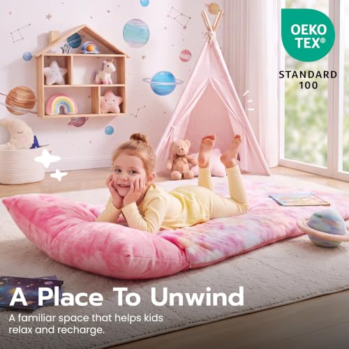 Kids Glow in The Dark Toddler Sleeping Bag with Pillow - Pink Stars, 66x33 Inches