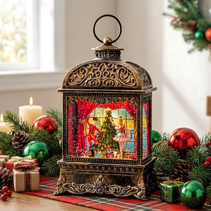 Christmas Snow Globe Lantern with Nutcracker and Princess - 10.125'' Holiday Decor