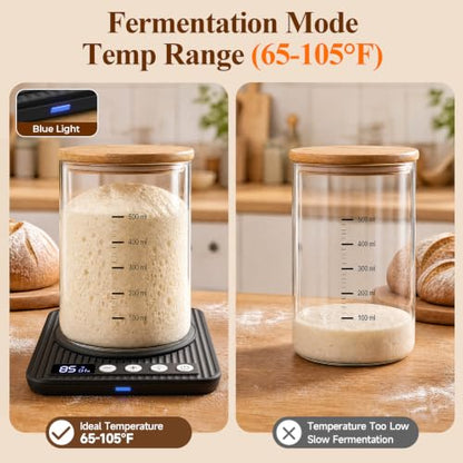 Black Sourdough Starter Warmer Mat with Precise Temp Control & 24H Timer