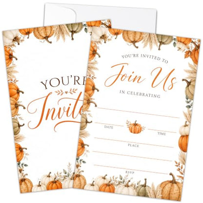 Fall Pumpkins Party Invitations with Envelopes - Pumpkin Design
