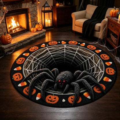 Halloween Optical Illusion Skeleton Vortex Rug 4'7" Round - Cheuinr