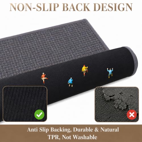 Grey Ultra Thin Chenille Bath Rug Set - Absorbent Runner Bathroom Mats, 1.5x2 ft & 1.5x2.75 ft Variations