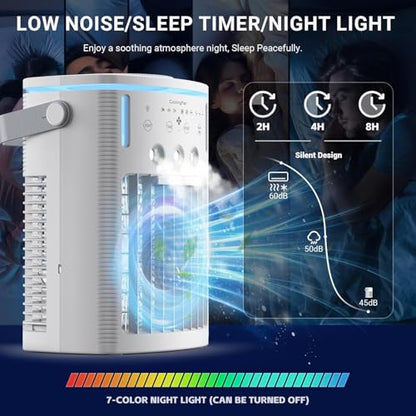 Portable Evaporative Air Cooler with 3 Speeds 3 Modes 1200ML Water Tank Remote