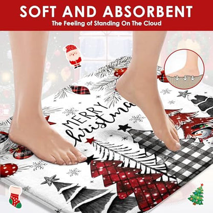 Christmas Tree Bathroom Decor Set with Shower Curtain and Rugs – 4 Pieces