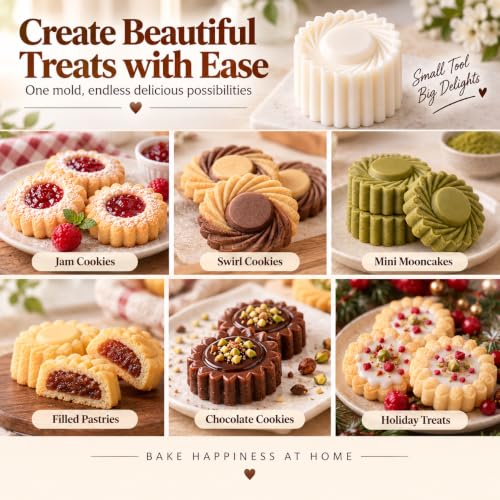 Cookie Press 2-in-1 Sunflower & Lace Pattern Pastry Mold - Easy Release Food-Safe ABS