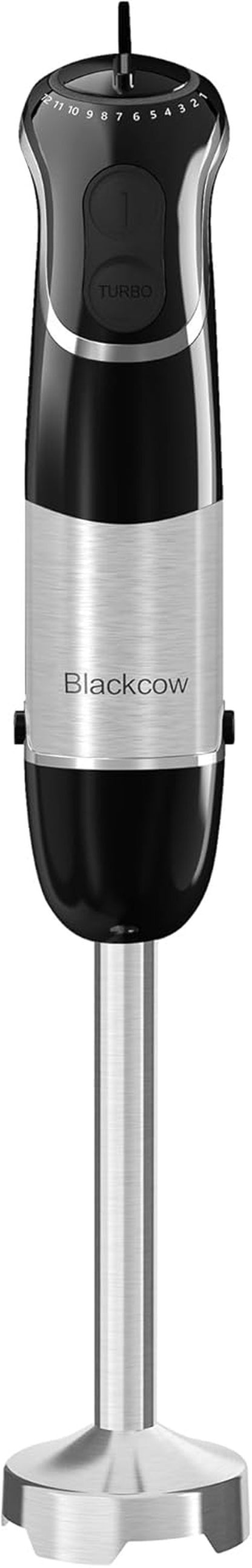 Blackcow Corded Immersion Blender - Stainless Steel Handheld Mixer with 12-Speed & Turbo for Smoothies, Soups, and Baby Food