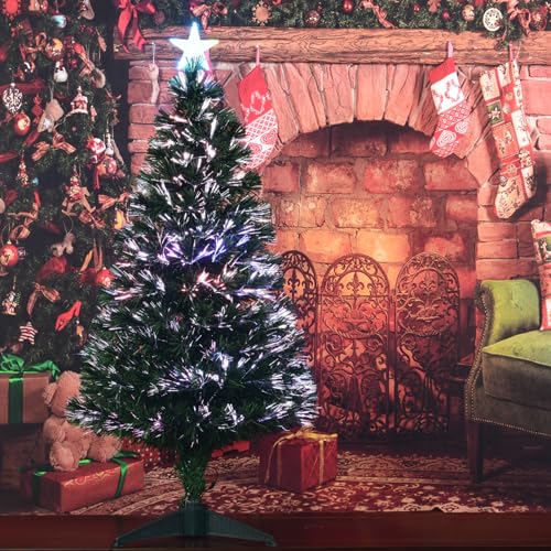 4FT Fiber Optic Green Christmas Tree with Stand Pre-lit Top Star Indoor Holiday Decoration - Variation of THIS listing