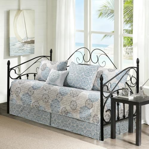 HESTIN Coastal Medallion Daybed Cover Set 75x39 Inches Blue Paisley - Reversible Bedding