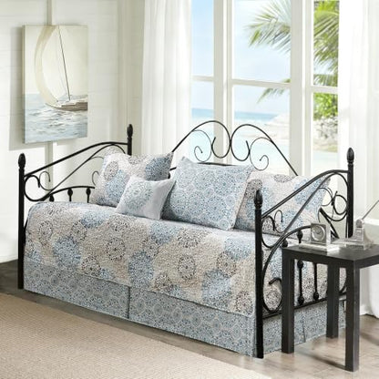 HESTIN Coastal Medallion Daybed Cover Set 75x39 Inches Blue Paisley - Reversible Bedding
