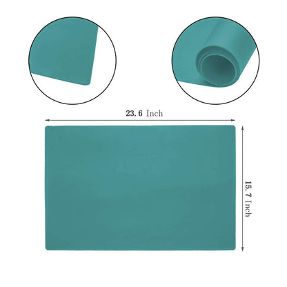 23.6'' by 15.7''Flexible Silicone Placemat Non Slip Waterproof Heat Resistant Dinner Table Mat (Dark Green-1 pcs)