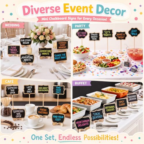 Mini Chalkboard Signs with Stand - 60 Pack for Party Buffet Food Labels