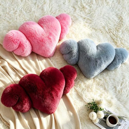 Pink Heart Plush Throw Pillow - Soft Sofa Cushion for Living Room - 1 Piece - Variation of Pink