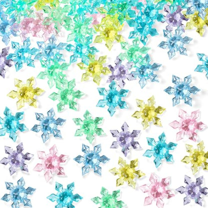 Multicolor Snowflake Vase Filler Crystals - 240pcs Acrylic Christmas Decorations