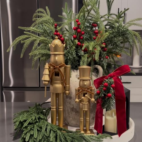 Neutral Christmas Nutcracker Figures 10" & 15" - Wooden Holiday Decor Set