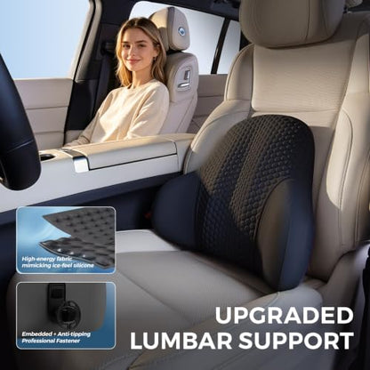 BABUR Gel Lumbar Support Pillow for Car Black - Lower Back Pain Relief