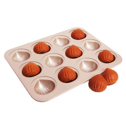 CANDeal Chestnut Muffin Pan for Baking,Nonstick Cupcake Tin 12 Cavity, Novelty Cake Pan, Special Madeleine Muffin Cake Baking Mould,Cheesecake Pans