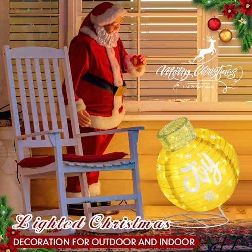 Large Outdoor Christmas Ball Lighted Ornament Set - 4 Collapsible Decor with LED Lights